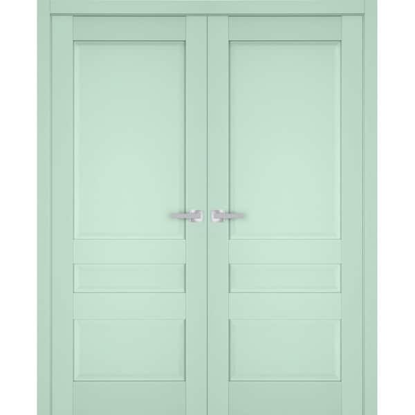 Sartodoors 48 in. x 80 in. 2 Panel Oliva Finished Solid Wood Sliding Door with Hardware