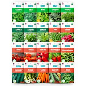 Organic Herbs and Veggie Seeds Variety (20-Pack)