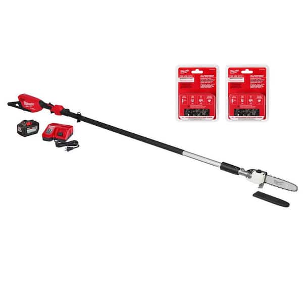 Milwaukee M18 FUEL 10 in. 18V Lithium-Ion Brushless Cordless Telescoping Pole Saw Kit w/(3) 10 in. Chain, 12.0 Ah Battery, Charger