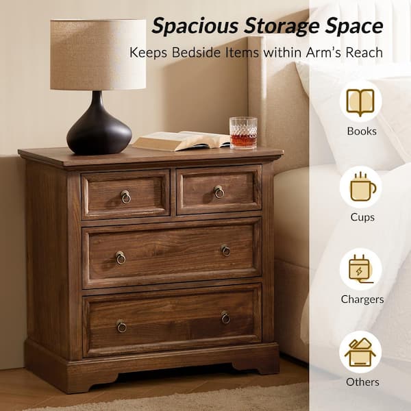 選ぶなら JAYDEN CREATION Ofelia Walnut 28 in. W 4-Drawer Solid Wood 2人掛け・3人掛けソファ
