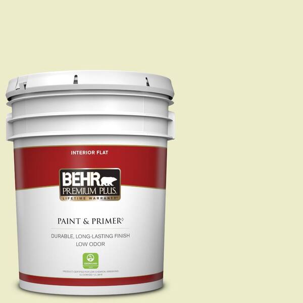 BEHR PREMIUM PLUS 5 gal. #P360-2 Iced Green Apple Flat Low Odor Interior Paint & Primer