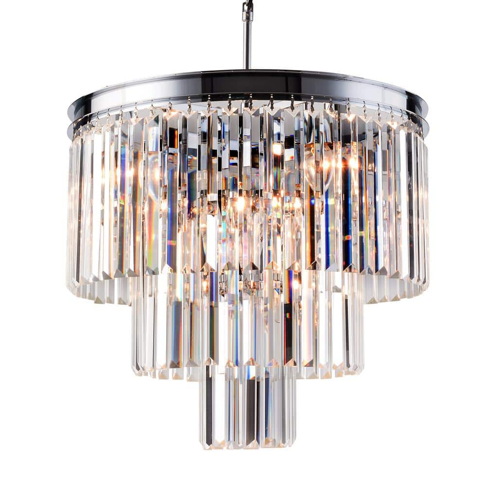 Simpol Home 7-Light Sliver Crystal Chandelier, 3-Tier Luxury Ceiling ...