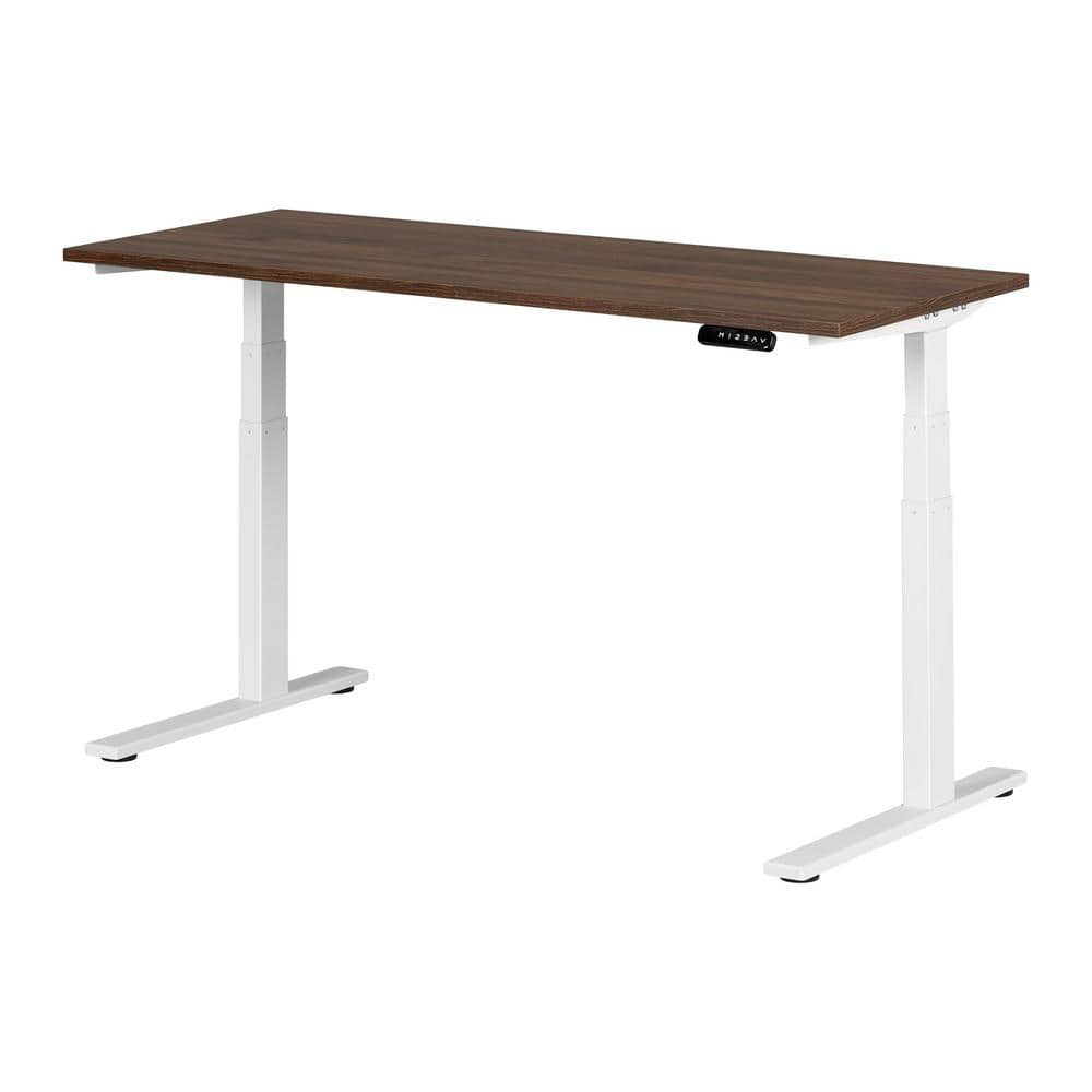 South Shore Ezra Adjustable Height Desk, Natural Walnut and White 24.75