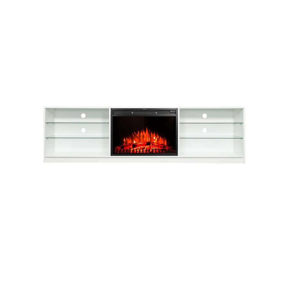 79 In White Modern Fireplace TV Stand With Open Shelf Fits TV S Up To   White Fireplace Tv Stands D W331s00043 64 1000 