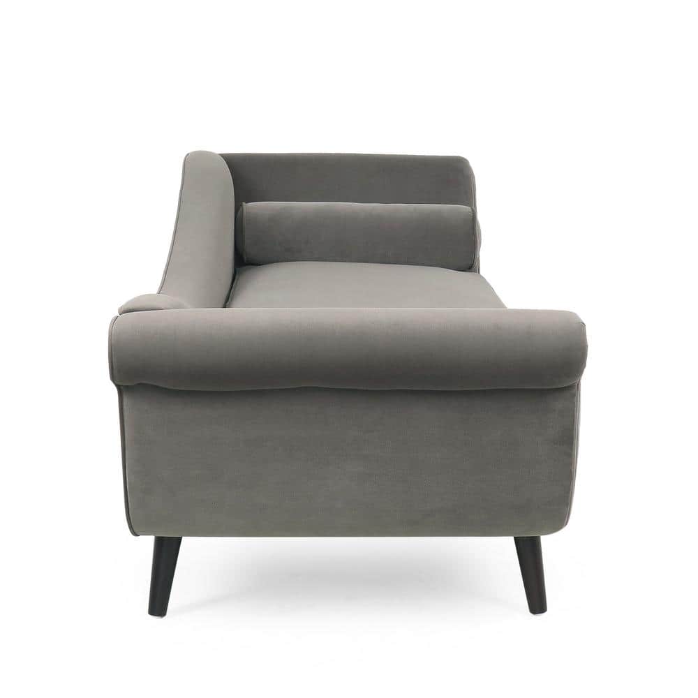 Taupe Velvet Chaise Lounge with Flared Arms