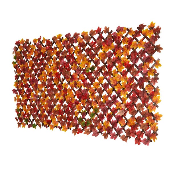 NATURAE DECOR 36 in. PVC Expandable Artificial Trellis Autumn Maple Leaf