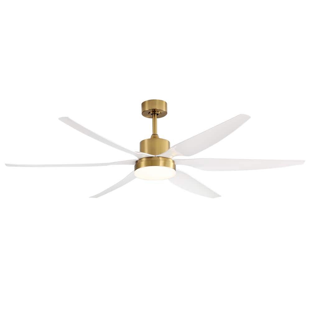 Breezary Aurora 66 in. Integrated LED Indoor White-Blade Gold Ceiling ...