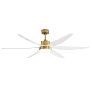 Aurora 66 in. Integrated LED Indoor White-Blade Gold Ceiling Fan with Light and Remote Control Included