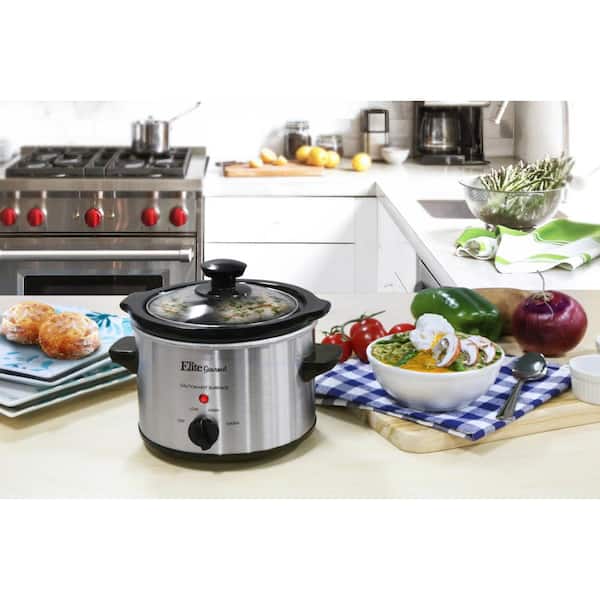 Electric Slow Cooker Small Crock Pot Mini Stainless Steel Cooking 1.5 Quart Qt 