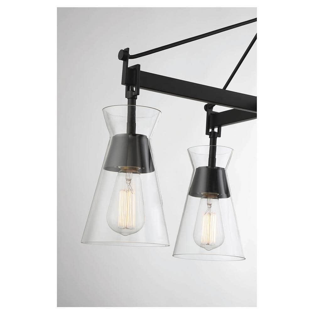 Lakewood Mid-Century Modern Matte Black 6-Light Chandelier
