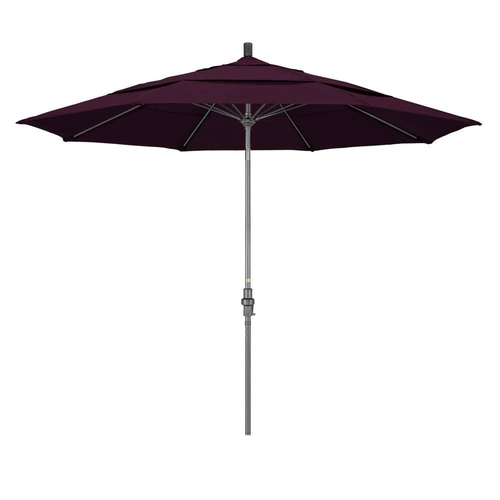 11 ft. Hammertone Grey Aluminum Market Patio Umbrella with Collar Tilt Crank Lift in Purple Pacifica price history on PriceWatchPro
