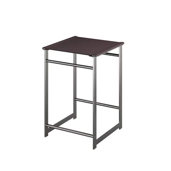 AUTMOON 25 in. H Gray Metal Outdoor Bar Stool in Coffee (1-Pack)