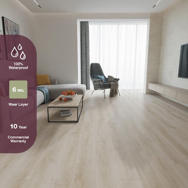 Silver Key Beach 6 MIL x 7.2 in. W x 42 in. L Click Lock Waterproof Luxury Vinyl Plank Flooring (25.2 sqft/case)