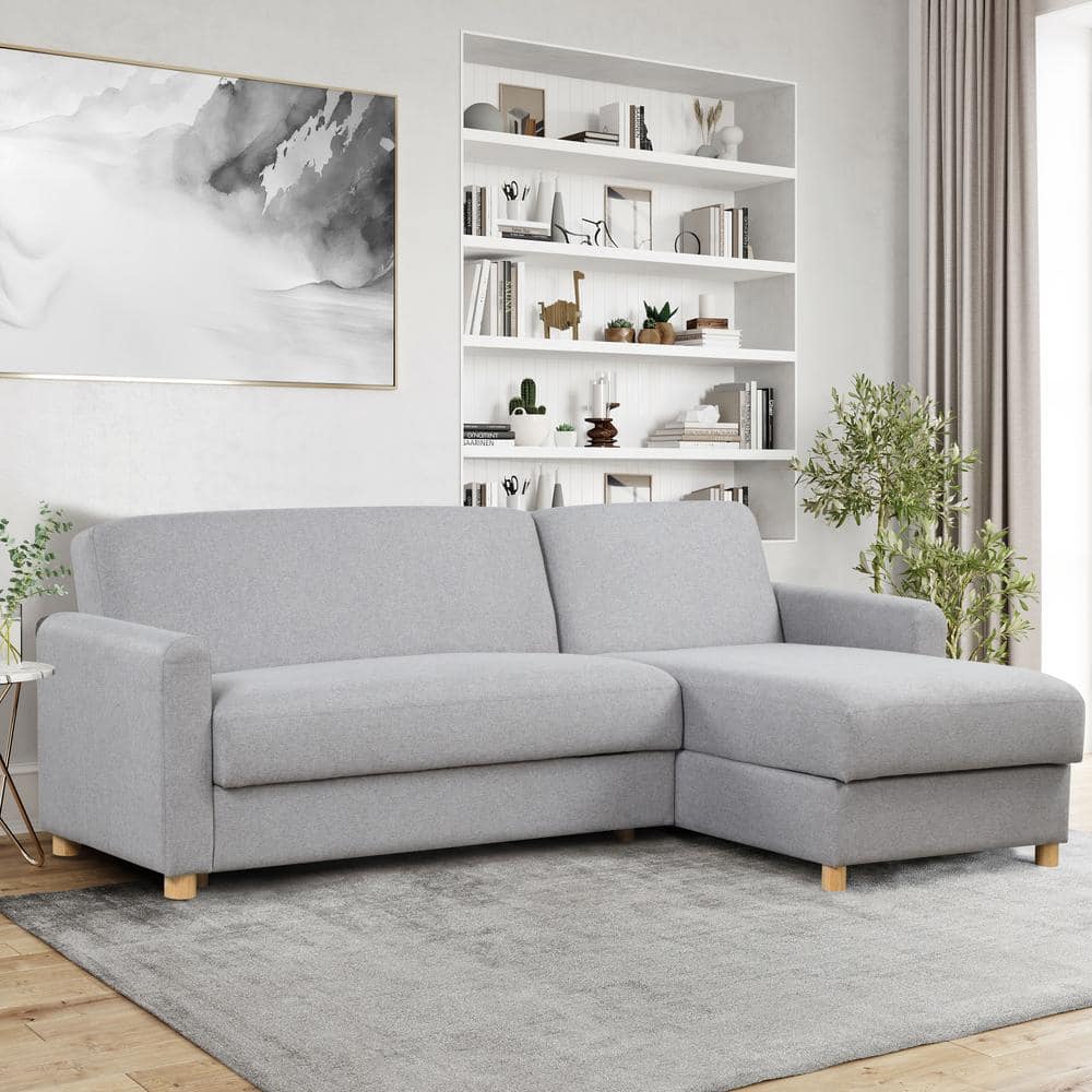 Serta Colton 100 in. Polyester Sectional Sofa in. Light Grey with Storage