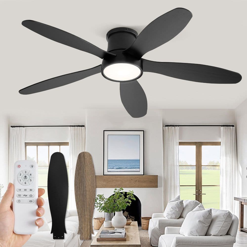 HINNIXY 52 in. Low Profile Integrated LED Indoor Matte Black
