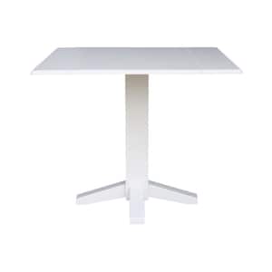 36 in. Pure White Square Drop-Leaf Dining Table
