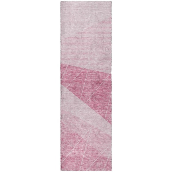 Dream Shag Premium Machine Washable Abstract ADS706 Pink 2 ft. x 7 ft. Runner Rug