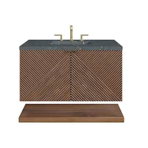 Marcello 36.0 in. W x 23.5 in. D x 37.2 in. H Single Bathroom Vanity Chestnut and Parisien Bleu Quartz Top