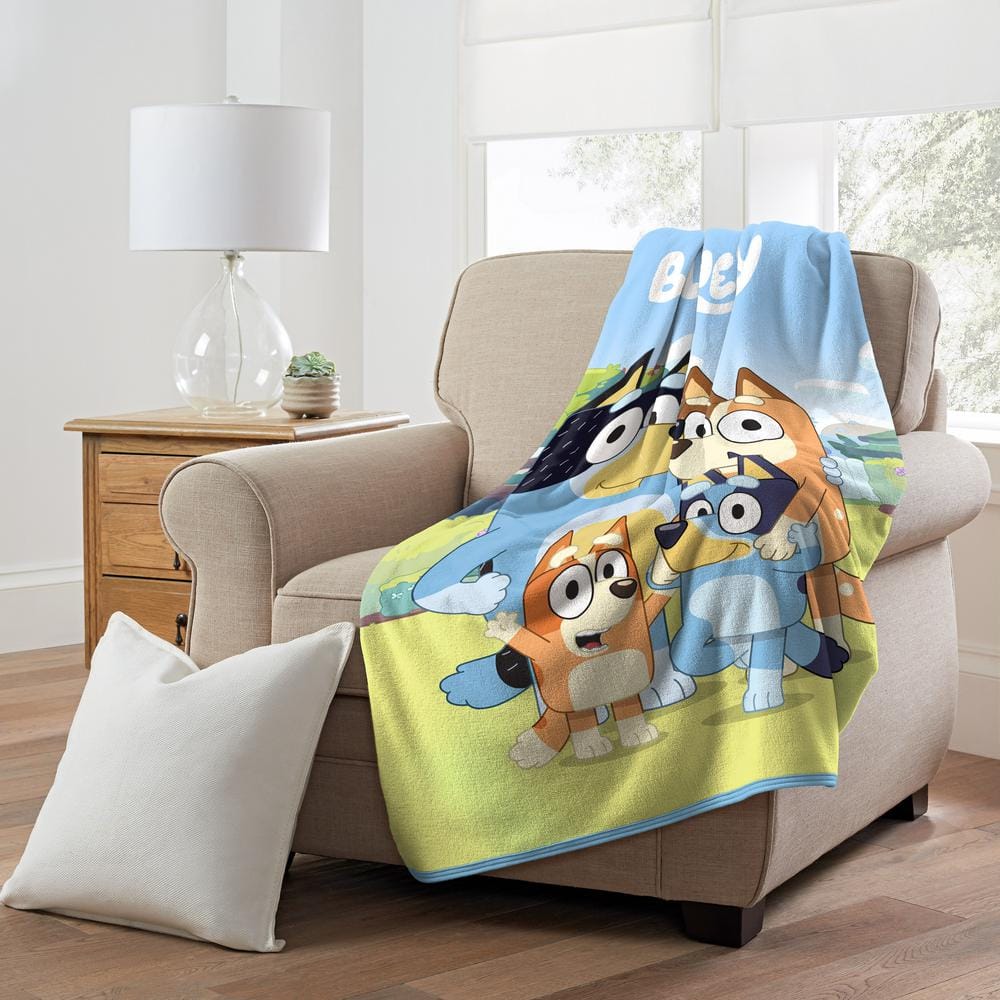 Bluey Family Photo Multicolor Micro Raschel Throw Blanket