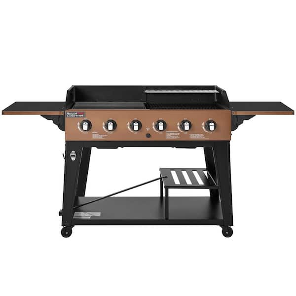 6-Burner Propane Gas Grill and Griddle Combo, Grill and Griddle 2-in-1, Yellow, 78,000 BTU Output for Back Yard