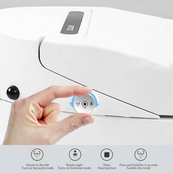 BWE Elongated Smart Toilet Bidet with Auto Features and Remote