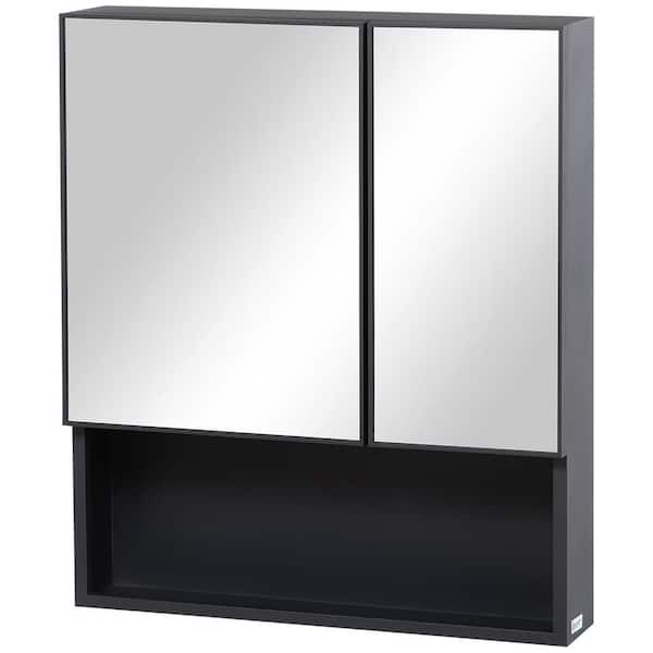 24 in. W x 28 in. H Rectangular Surface Mount Medicine Cabinet with Mirror, Double Doors and Storage Shelves