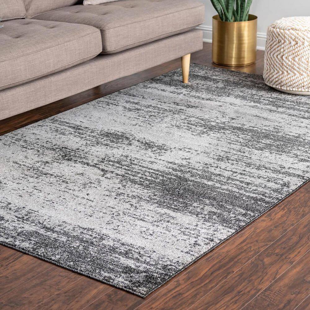 Luxurious Dark Gray Tufted 6' x 9' Easy-Care Synthetic Rug