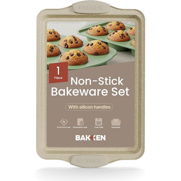 1-Piece 15.15 x 10.03" Medium Nonstick Sheet, Durable Carbon Steel Cookie Sheet with White Silicone Handles