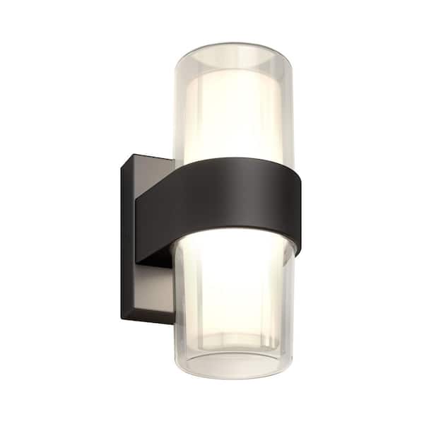 Artika Colton 8.66 in. Matte Black 5CCT Integrated LED Hardwired Wall Exterior Light