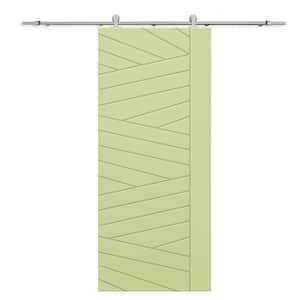 30 in. x 80 in. Sage Green Stained Composite MDF Paneled Interior Sliding Barn Door with Hardware Kit