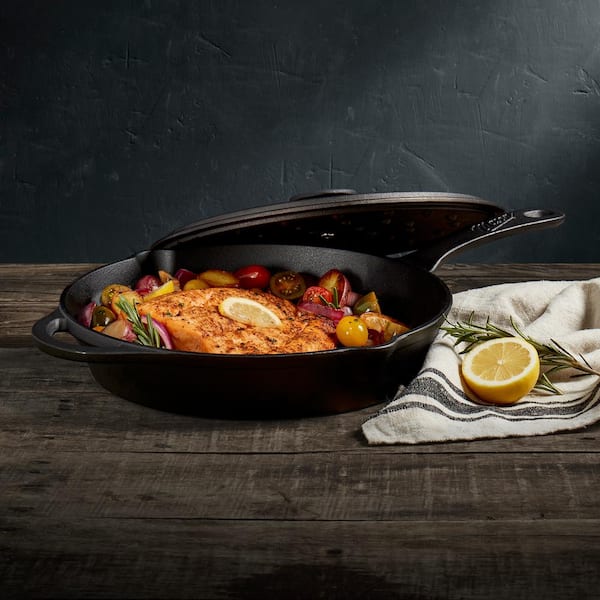 8,45 quart Braiser Pan WOK High-Quality Cast Iron with a Cast Iron Lid,  Outdoor Cooking