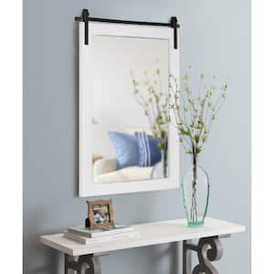 Cates 38 in. x 24 in. Classic Rectangle Framed White Wall Mirror