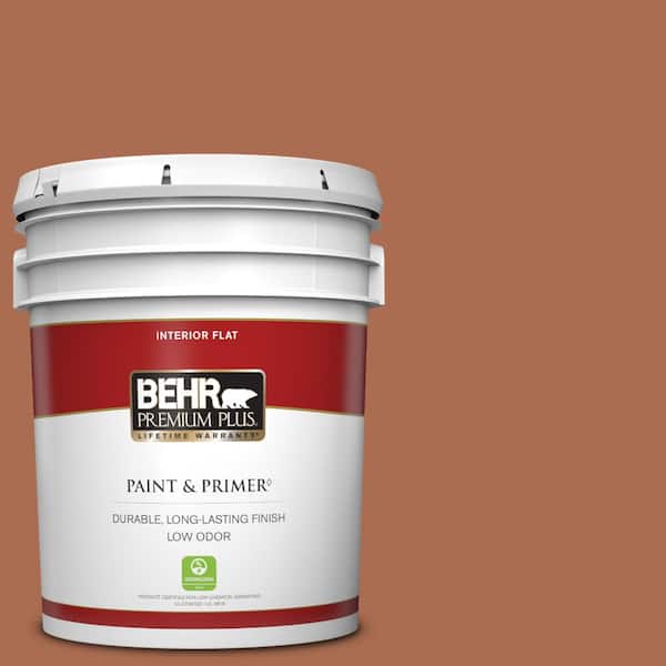 BEHR PREMIUM PLUS 5 gal. #BIC-45 Airbrushed Copper Flat Low Odor Interior Paint & Primer
