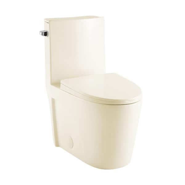 St. Tropez 1-Piece 14 in. Rough-in 1.28 GPF Left-Hand Vortex Flush Elongated Toilet in Glossy Bisque