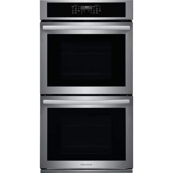 27 in. Double Electric Wall Oven with Convection 30-min Steam-Cleaning in Stainless Steel