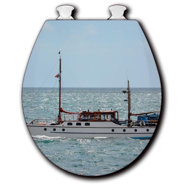 Unbranded Sails Down Round Closed Front Toilet Seat in White