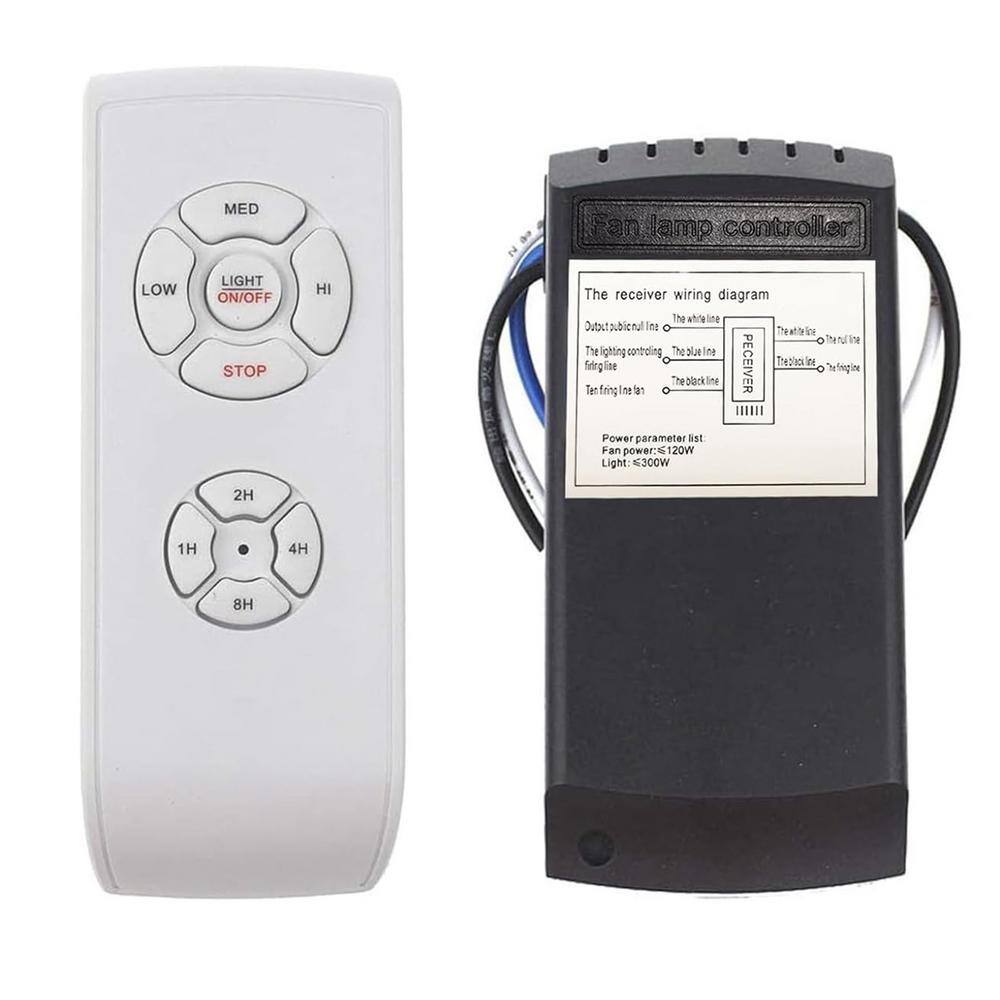 White Universal Ceiling Fan Remote Control Kit with Timer