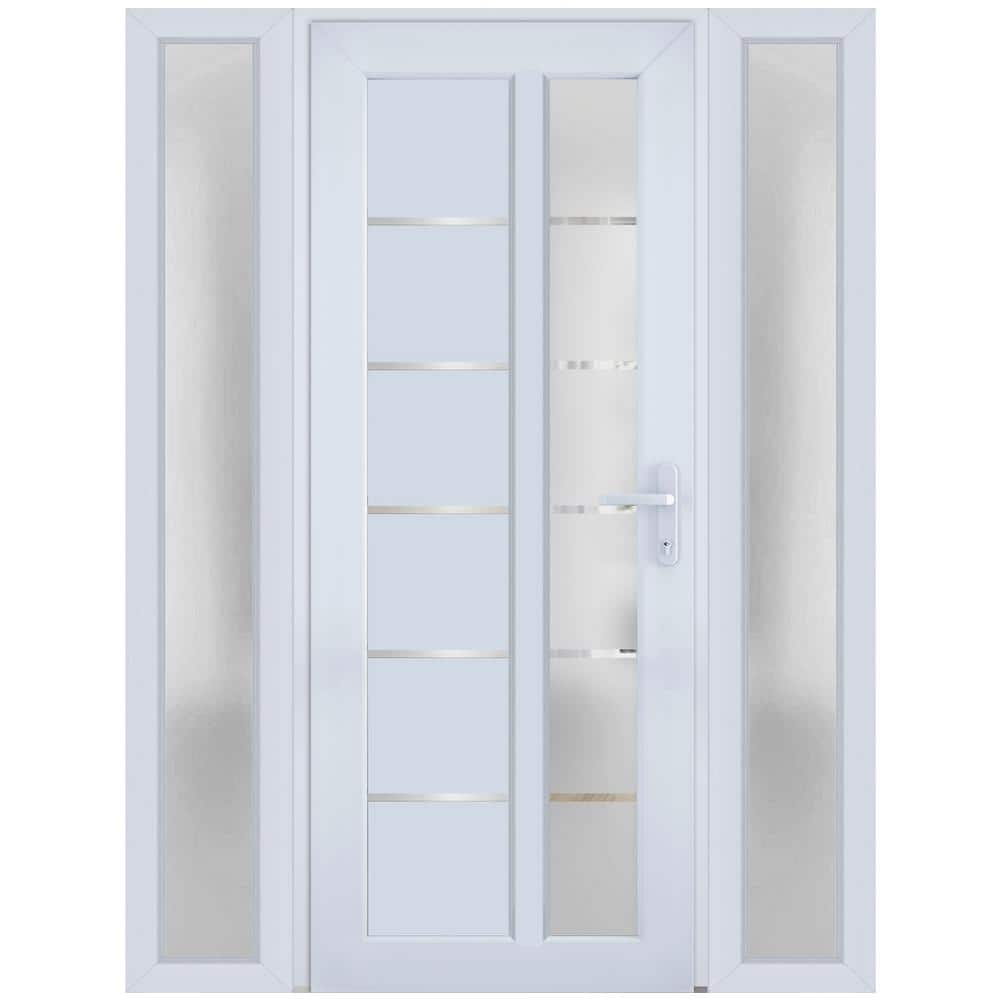 8088 60 in. W. x 80 in. Left-hand/Inswing Frosted Glass White Silk Metal-Plastic Steel Prehung Front Door with Hardware price history on PriceWatchPro