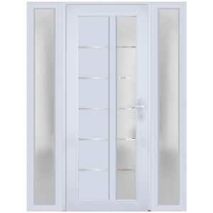 8088 62 in. x 80 in. Left-hand/Inswing Frosted Glass White SIlk Metal-Plastic Steel Prehung Front Door with Hardware