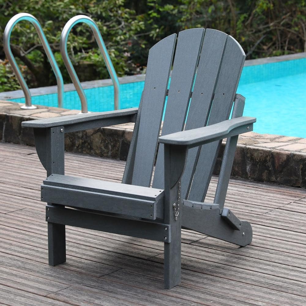 29 in. W Grey HDPE Folding Adirondack Chair with Wide Armrests and Slatted Back price history on PriceWatchPro