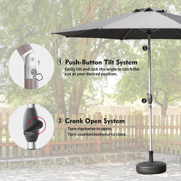 Tatayosi 10 ft. Outdoor Market Umbrella with Push Button Tatayosi 10 ft. Outdoor Market Umbrella with Push Button