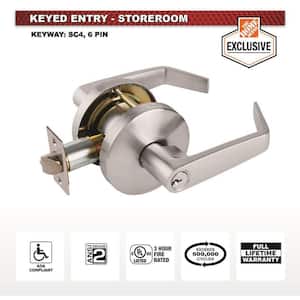Universal Hardware Heavy Duty Commercial Storeroom Lever Cylindrical Chassis ADA UL 3-Hr Fire ANSI Grade 2 Satin Chrome