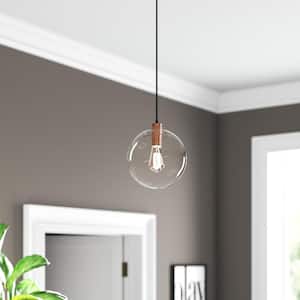 5.9 in. Dia 1-Light Rose Gold Globe Mini Pendent with Clear Glass for Kitchen Island Dining Room
