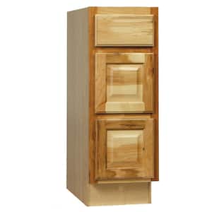 Hampton 12 in. W x 21 in. D x 34.5 in. H Assembled Bath 3-Drawer Base Cabinet in Natural Hickory