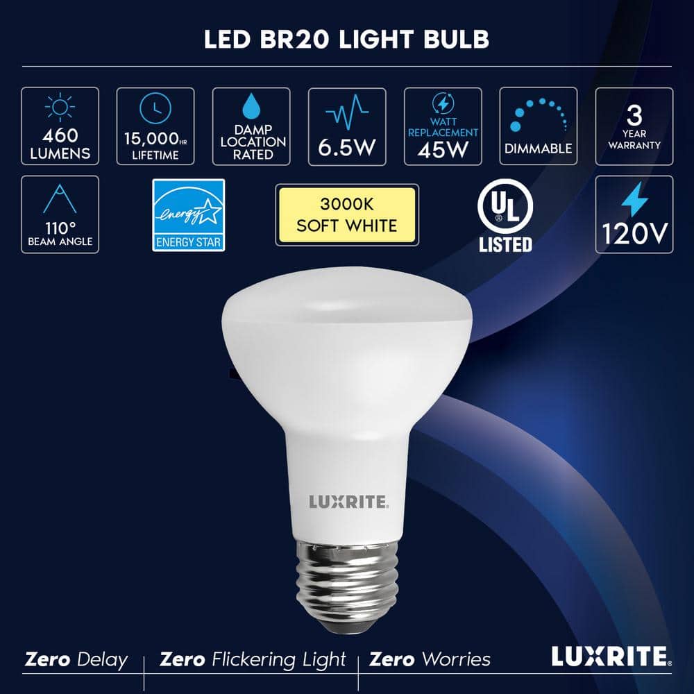 45 Watt Equivalent White Dimmable LED Flood Light Bulb
