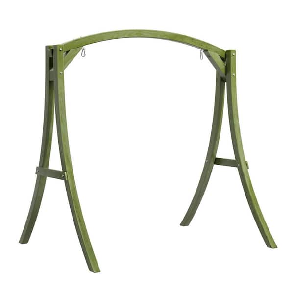 80 in. 3-Person Green Wood Patio Swing Stand
