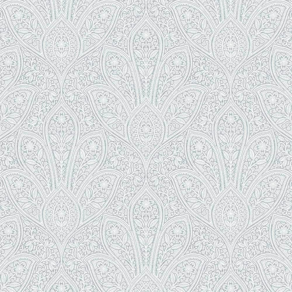 Blue Distressed Paisley Vinyl Wallpaper Roll