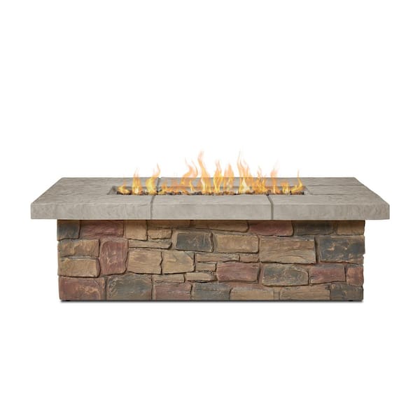 Real Flame Sedona 52 in. x 19 in Rectangle MGO Propane Fire Pit in Buff with Natural Gas Conversion Kit