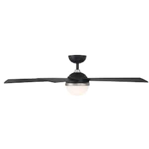 Eclipse 54 in. Integrated LED Indoor/Outdoor 5-Blade Smart Ceiling Fan Brushed Nickel/Matte Black with 3000K and Remote