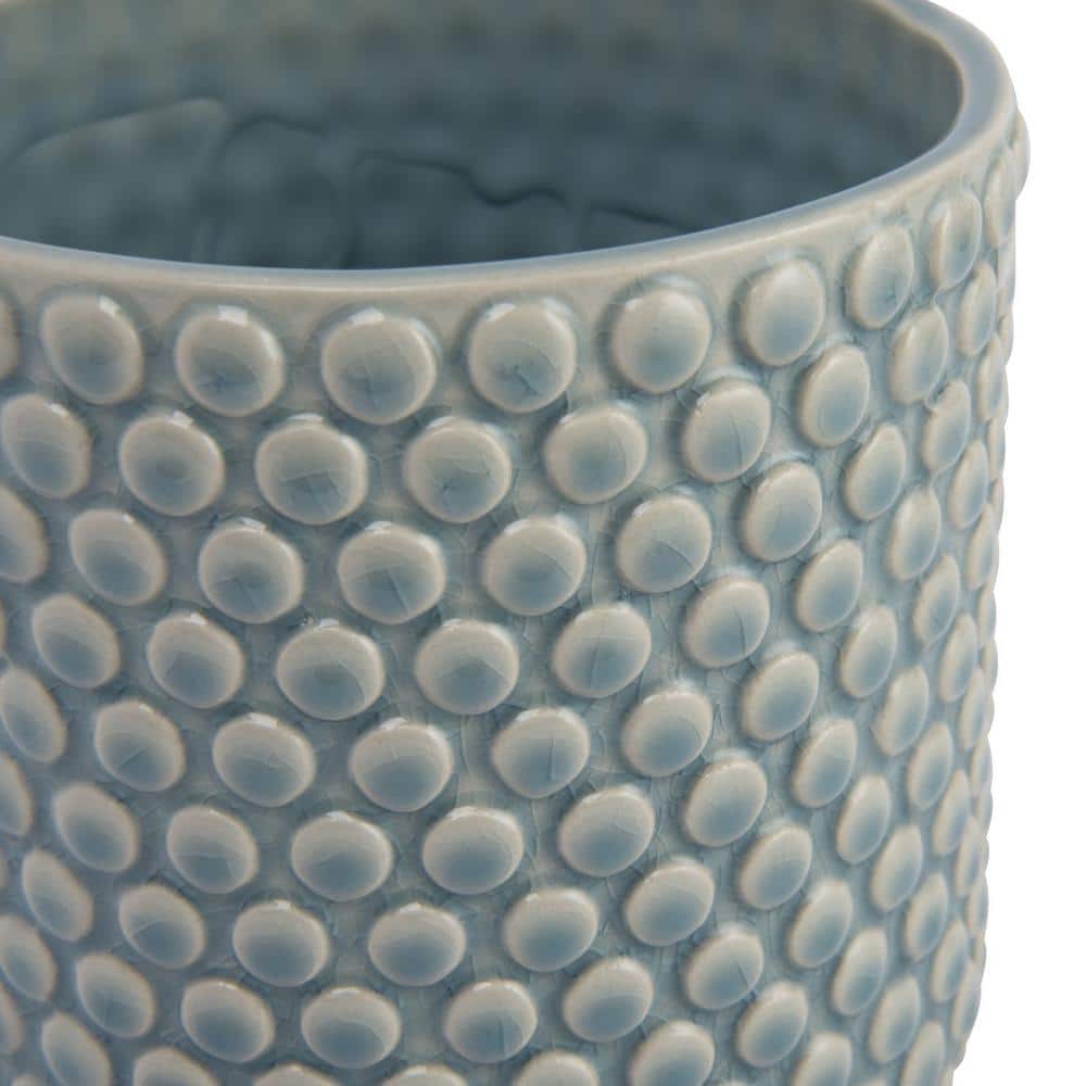 Sky Blue Stoneware Planter Pot with Playful Polka Dots, 6 in